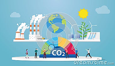 Carbon neutral co2 balance concept with modern flat style Vector Illustration