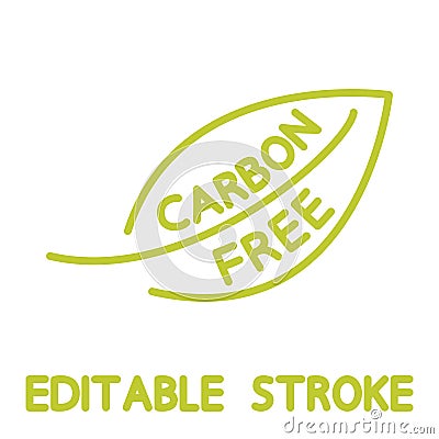 Carbon neutrality icon. CO2 recycling symbol. Leaf with lettering Carbon free Vector Illustration