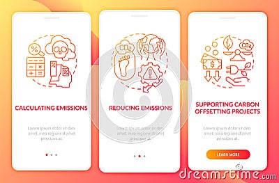 Carbon neutrality onboarding mobile app page screen with concepts Vector Illustration