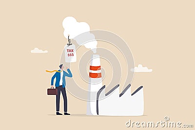 Carbon tax, CO2 cost of emission or pollution, charged for global warming, climate change and environment responsibility, Vector Illustration