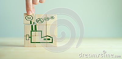 Carbon tax, CO2 tax, environmental and social responsibility business concept Stock Photo