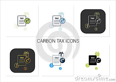 Carbon tax icons set Vector Illustration