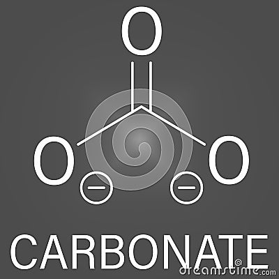 Carbonate anion molecule, chemical structure. Skeletal formula. Vector Illustration