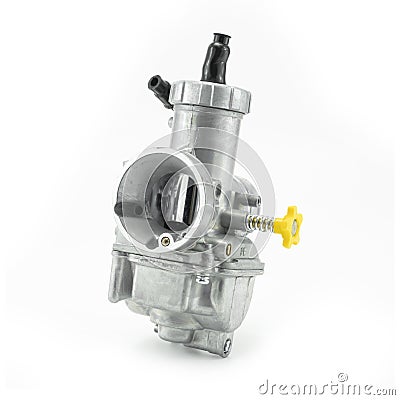 Carburetor for motorcycle part engine on white background Stock Photo