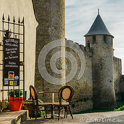 Carcassonne, a hilltop town in southern France, is an UNESCO World Heritage Site famous for its medieval citadel Editorial Stock Photo