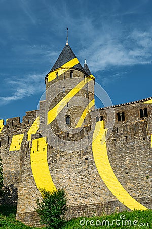 Carcassonne, a hilltop town in southern France, is an UNESCO World Heritage Site famous for its medieval citadel Editorial Stock Photo