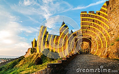 Carcassonne, a hilltop town in southern France, is an UNESCO World Heritage Site famous for its medieval citadel Editorial Stock Photo