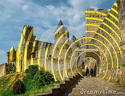 Carcassonne, a hilltop town in southern France, is an UNESCO World Heritage Site famous for its medieval citadel Editorial Stock Photo