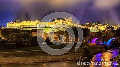 Carcassonne medieval Old Town, Languedoc, France Stock Photo