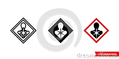 Carcinogen icon of 3 types color, black and white, outline. Isolated vector sign symbol Stock Photo