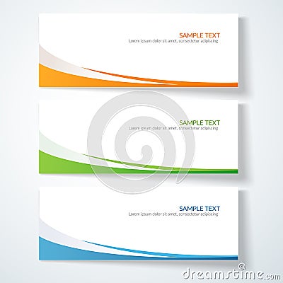 Card with abstract wavy lines Orange blue green stripes Creative element for the design of templates postcards advertisement Vector Illustration