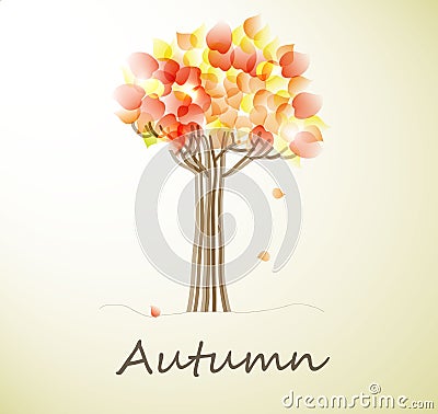 Card with autumn tree Vector Illustration