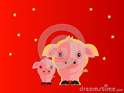 Card and Banner happy chinese new year 2019 on a red background Stock Photo