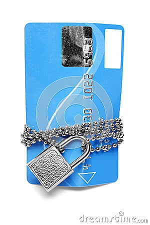 Card, chain and padlock Stock Photo