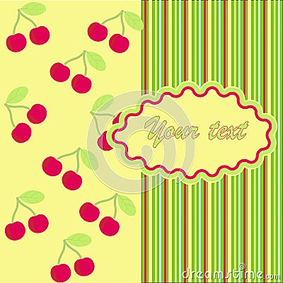 Card with cherry Vector Illustration