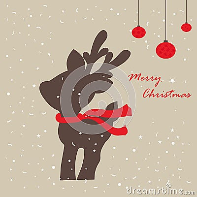 Card with christmas deer Vector Illustration