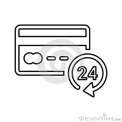 Card, clock, hour outline icon . Line art vector Stock Photo