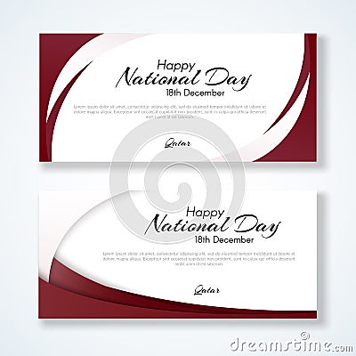 Card with colors of the national flag of Qatar with the text of Happy National Day Vector Illustration