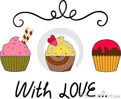 Card with cupcakes Vector Illustration