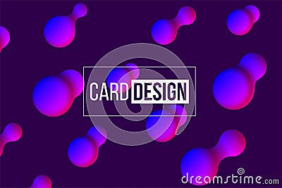 Card design template. Vector abstract metaball shapes on blue background. Vector Illustration