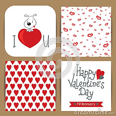 Card with dog for Valentine's Day Vector Illustration