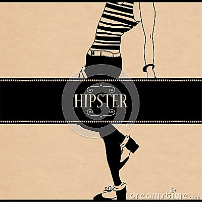 Card with elegant hipster boy Vector Illustration