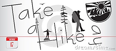 Card Take A Hike Day Vector Illustration