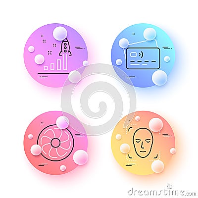 Card, Face detection and Development plan minimal line icons. For web application, printing. Vector Vector Illustration