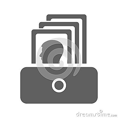 Card file gray Icon, documents, catalog, information paper Stock Photo