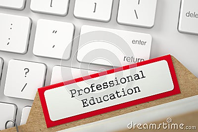 Card File with Inscription Professional Education. 3D. Stock Photo