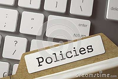 Card File with Policies. 3D. Stock Photo