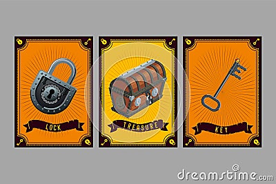 Card game collection. Fantasy ui kit with magic items. User interface design elements with decorative frame. Cartoon Vector Illustration