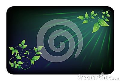 Card with green leaves Vector Illustration