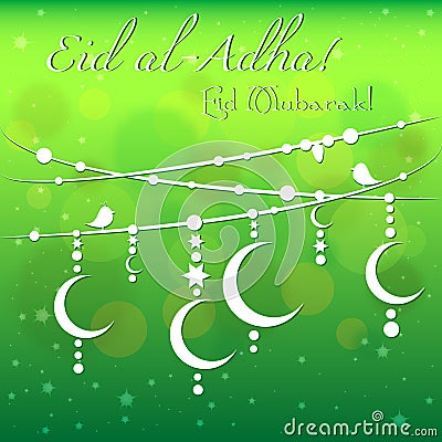 Card for greetings with Eid al-Adha Vector Illustration