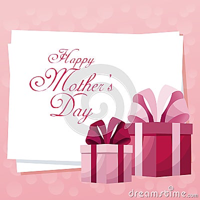 Card happy mothers day gift boxes cute Vector Illustration