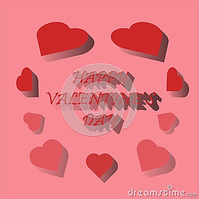 Card Happy Valentine`s Day Vector Illustration