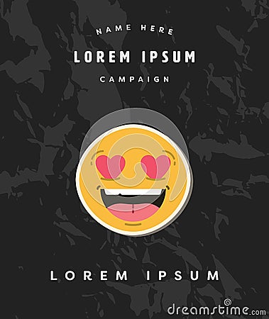 Card with heart eyes emoji and text lorem ipsum Vector Illustration