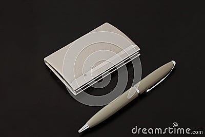 Card holder with pen Stock Photo
