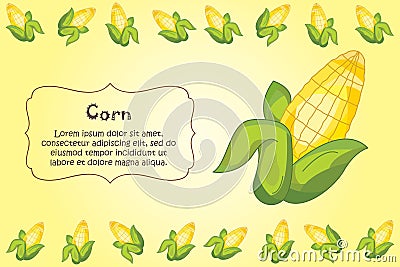 Card for kitchen notes. Blank with corn ornament. Kitchen card. Stock Photo