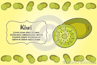 Card for kitchen notes. Blank with kiwi ornament. Kitchen card. Vector Illustration