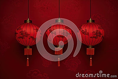 Oriental lantern celebrate new chinese background card red china tradition festival Cartoon Illustration