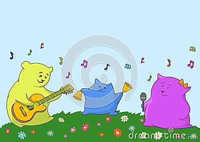 Card. Musical family Vector Illustration