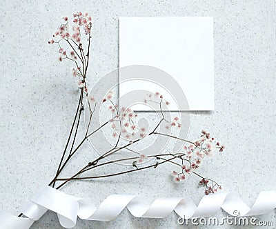 Card note with flower Stock Photo
