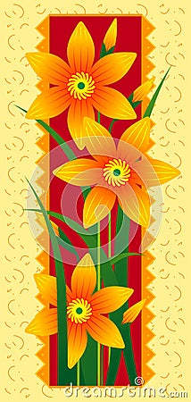 Card with orange flowers Vector Illustration