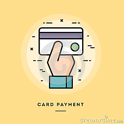 Card payment, flat design thin line banner Stock Photo