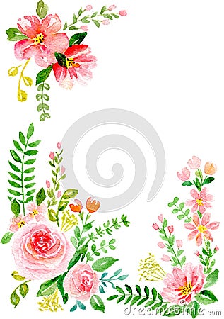 Card pink flowers Cartoon Illustration