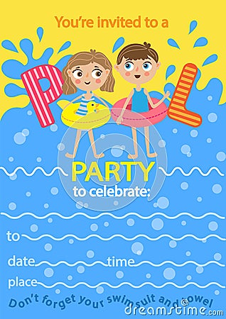 Card. Pool party Vector Illustration