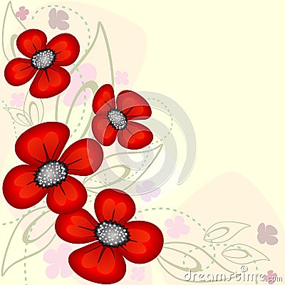 Card with poppies Vector Illustration