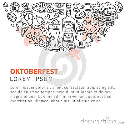 Card or the poster Oktoberfest doodle Vector Illustration