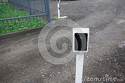 A card reader for access cards for entering the parking lot. An image for your design Cartoon Illustration